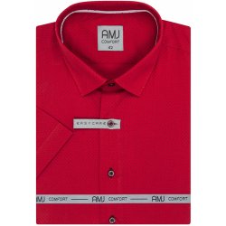 AMJ pánská bavlněná košile krátký rukáv regular fit puntíkovaná červená VKBR1280