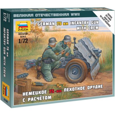 Zvezda Plastikový model vojenské techniky 6156 Snap Kit figurky německé pěchotní dělo 75mm 1:72 – Zboží Mobilmania