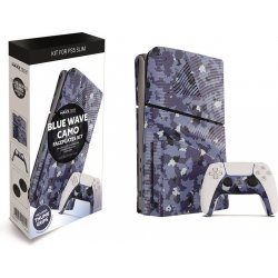 Comgad Kryt na konzoli PS5 Slim - Blue Wave Camo Faceplates Kit