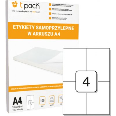 T-Pack ETA10514801 Samolepící etikety 105 x 148 mm 4 ks na A4 400 ks – Zboží Dáma