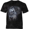 Pánské Tričko The Mountain batikované triko WINTER'S EVE WOLF vlci černé