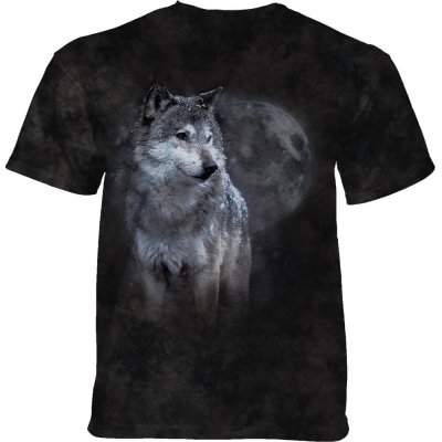 Pánské batikované triko The Mountain WINTER'S EVE WOLF vlci černé