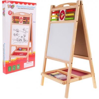 Dřevěná oboustranná dětská tabule s počítadlem a hodinami – Sleviste.cz