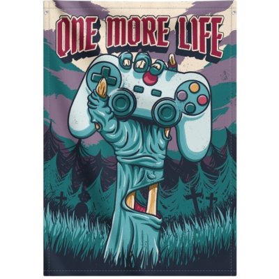 CurePink: | Textilní banner - vlajka na zeď Gamer Zone: One More Life (70 x 100 cm) [WSDGE006] – Hledejceny.cz