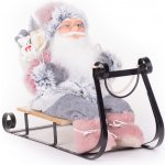 MagicHome Dekorace Vánoce Santa na sáňkách šedo růžový 46 cm – Hledejceny.cz
