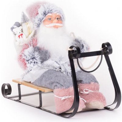 MagicHome Dekorace Vánoce Santa na sáňkách šedo růžový 46 cm – Hledejceny.cz