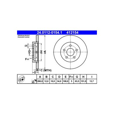 ATE brzdový kotouč 24.0112-0154.1