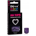 Diva & Nice Cosmetics Nalepovací umělé nehty TIPS 20 tmavě fialový mramor č. 32 – Zboží Dáma