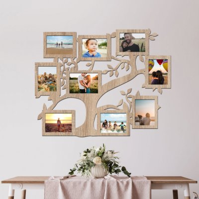 dřevo života Fotorámeček na zeď FAMILY Zvolte barvu dekoru: Dub Sonoma, Velikost fotorámečku: 65x51 – Zboží Dáma