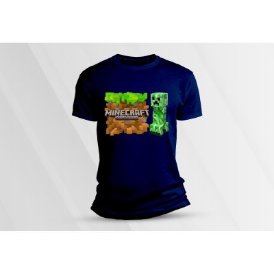 Sandratex Dětské bavlněné tričko Minecraft 1. Námořnická modrá