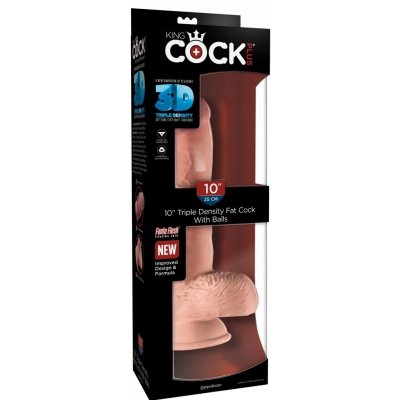 Pipedream King Cock Plus 10″ Triple Density Fat Cock with Balls tělové dildo s přísavkou 27 x 4,4–5,4 cm – Zboží Dáma