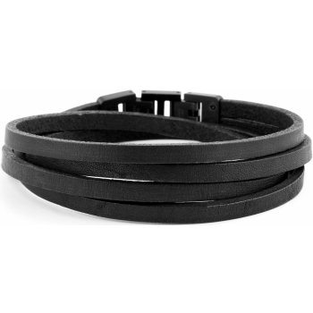 Lucleon Černo-černý kožený náramek Roy Double-Wrap MP_bracelet233