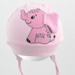 Bavlněná kojenecká čepička New Baby Happy Elephant pink – Zboží Mobilmania