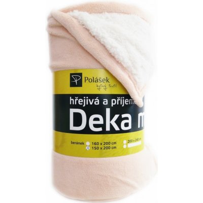 Polášek Deka mikroplyš s beránkem bílá káva 150x200 – Zbozi.Blesk.cz