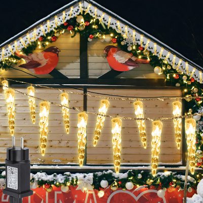 Jiubiaz LED rampouchy Frosty Rain Light Chain Garden Deco Slavnostní venkovní 40 LED teplá bílá – Zboží Mobilmania