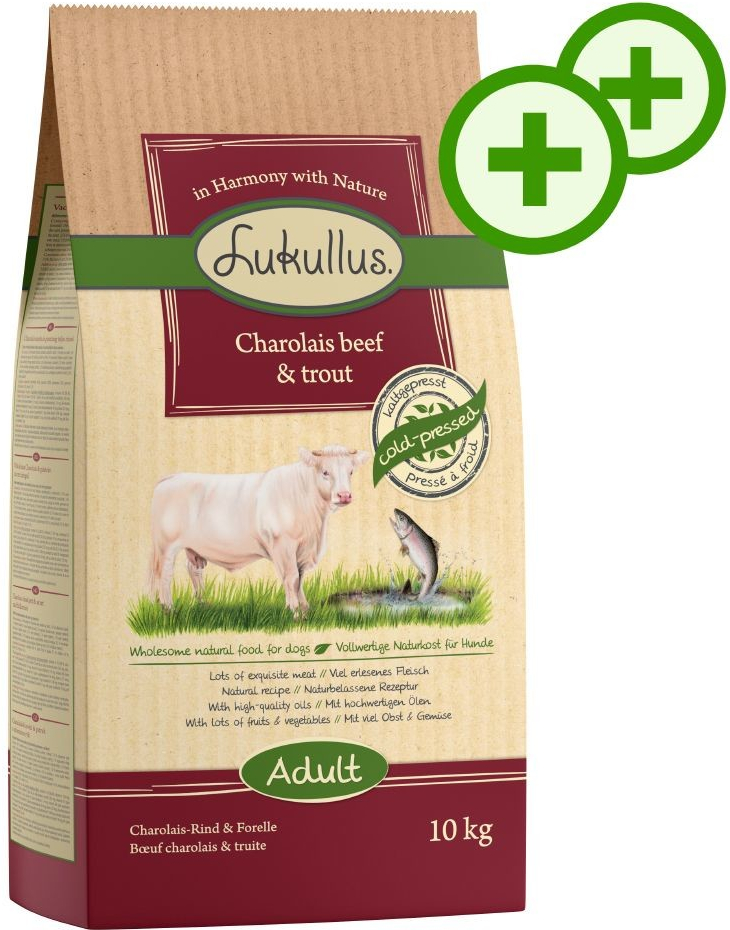 Lukullus charolaiské hovězí & pstruh s celozrnnou rýží 10 kg