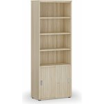 Primo Kombinovaná kancelářská skříň WOOD, zasouvací dveře na 2 patra, 2128 x 800 x 420 mm, dub přírodní – Hledejceny.cz