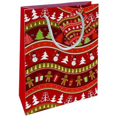 Nekupto Dárková papírová taška 14 x 11 x 6,5 cm Vánoční sněhuláci červená – Zboží Mobilmania