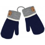 Zimní dvouvrstvé kojenecké rukavičky 16cm se šňůrkou šeda modrá – Zboží Dáma