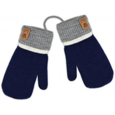 Zimní dvouvrstvé kojenecké rukavičky 16cm se šňůrkou šeda modrá – Zboží Dáma