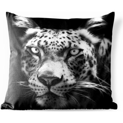 MuchoWow Vnější polštář Perský leopard zblízka na černém pozadí v černé a bílé barvě 45x45