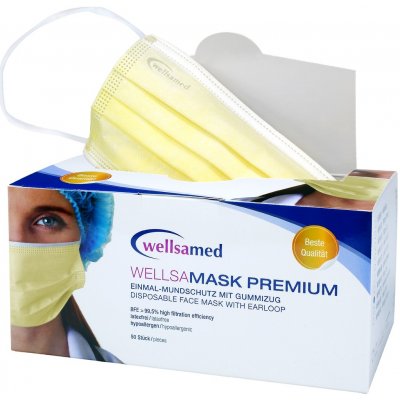Wellsamed 3-vrstvé hypoalergenní ochranné ústenky žlutá 50 ks – Sleviste.cz