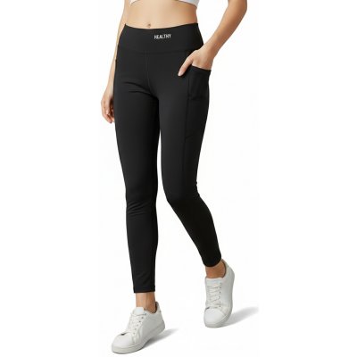 Dívčí funkční legíny PROSPORT Černé/ bílý nápis – Sleviste.cz