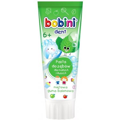 Bobini Bobini Dent zubná pasta pre malých a veľkých od 6 rokov Mätová žuvačka 75 ml