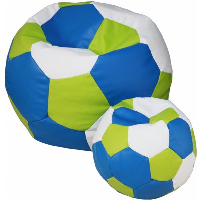 Jaks sedací vak XXXL fotbalový míč + podnožka 100x100x60 cm bílo-modro-zelený – Zboží Mobilmania