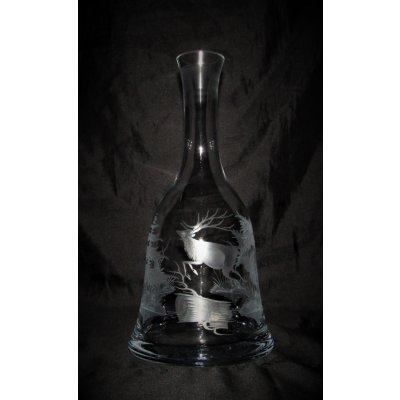 LsG-Crystal Láhev křišťálová broušená rytá dekor Jelen zabroušená zátka dárkové balení satén LA-913 1000 ml – Zboží Dáma