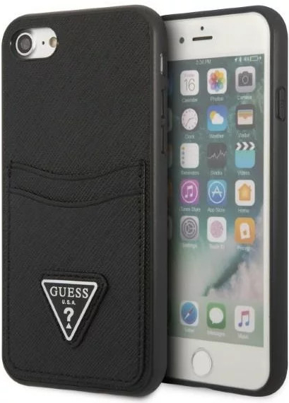 Pouzdro Guess iPhone 7 / 8 / SE 2020 / SE 2022 Saffiano Triangle Logo Cardslot černé