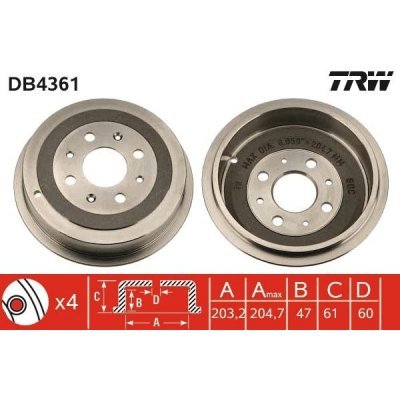 Brzdový buben TRW DB4361 | Zboží Auto