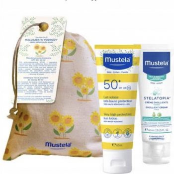 Mustela Bébé voděodolné mléko na opalování pro děti SPF50+ 40 ml + zvláčňující balzám pro děti od narození 40 ml dárková sada