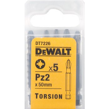 Křížový šroubovací nástavec Torsion Pozidrive Pz2 50 mm 5ks DeWALT DT7226