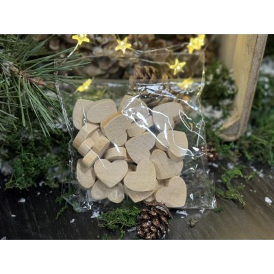 Srdíčka dřevěná 28 mm - natur - 24 ks – Zboží Dáma
