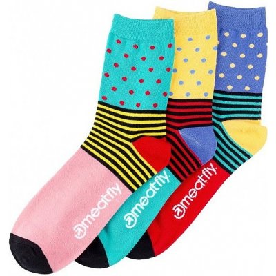Meatfly ponožky Stripes Dot 3Pack Multicolor