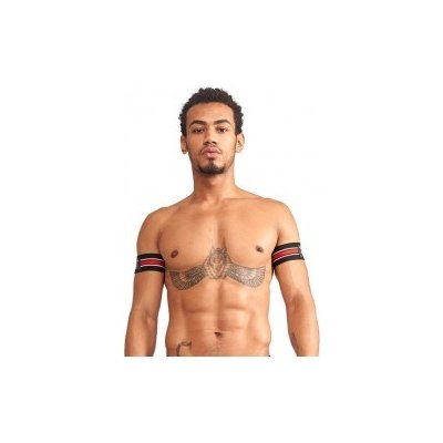 Mister B Urban Club Biceps Band Striped Red pásky na bicepsy 2 ks