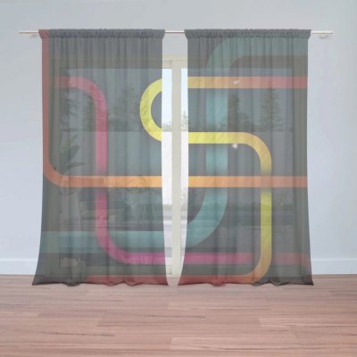 Záclony Barevné klikyháky: 2 ks - 150x250 cm - Sablio – Hledejceny.cz