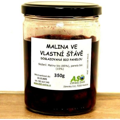 ASO - Zdravý život Malina ve vlastní šťávě doslazovaná bio panelou 350g
