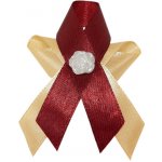 Svatební vývazek červeno-zlatý s bílou růžičkou – Zboží Mobilmania