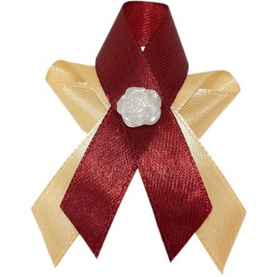 Svatební vývazek červeno-zlatý s bílou růžičkou – Zboží Mobilmania