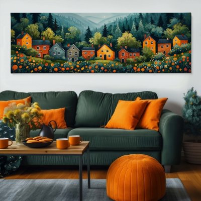 Obraz na plátně - Kouzelná vesnička Foriste FeelHappy.cz Velikost obrazu (šířka x výška): 120 x 40 cm – Zboží Mobilmania