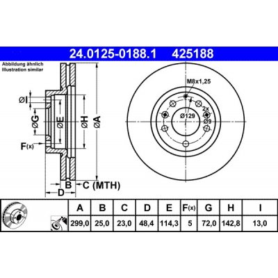 ATE Brzdový kotouč 24.0125-0188.1