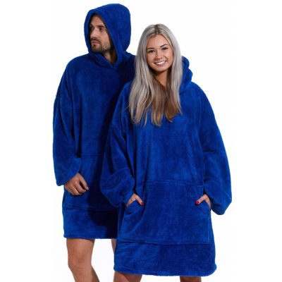 Modrá veliká huňatá klokaní mikina župánkový styl pro ženy i muže UNI 1Z1375 modrá