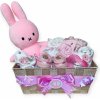 Plenkový dort BabyDort plenkový dort zajíček růžový dárkový koš box pro miminko