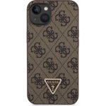 Pouzdro Guess PU 4G Strass Triangle Metal Logo + Crossbody Popruh iPhone 15 Pro hnědé – Zboží Mobilmania