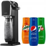 SodaStream Art Black + Sirup Pepsi 440 ml + Sirup Mirinda 440 ml + Sirup 7UP 440 ml – Zboží Mobilmania