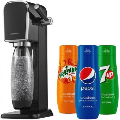 SodaStream Art Black + Sirup Pepsi 440 ml + Sirup Mirinda 440 ml + Sirup 7UP 440 ml – Zboží Mobilmania