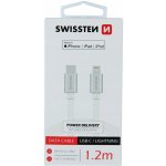 Swissten 71526203 USB 2.0, zástrčka C - zástrčka Lightning, MFi, opletený, 1,2m, stříbrný