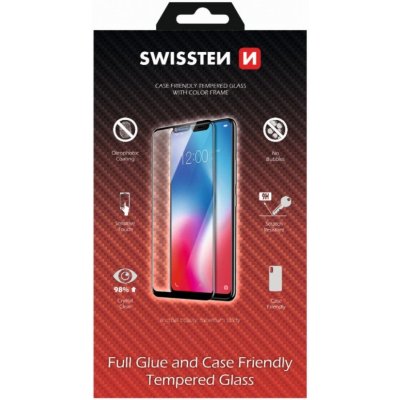 Swissten Full Glue, Color frame, Case friendly, Ochranné tvrzené sklo, Xiaomi Mi 10T, černé 8595217475229